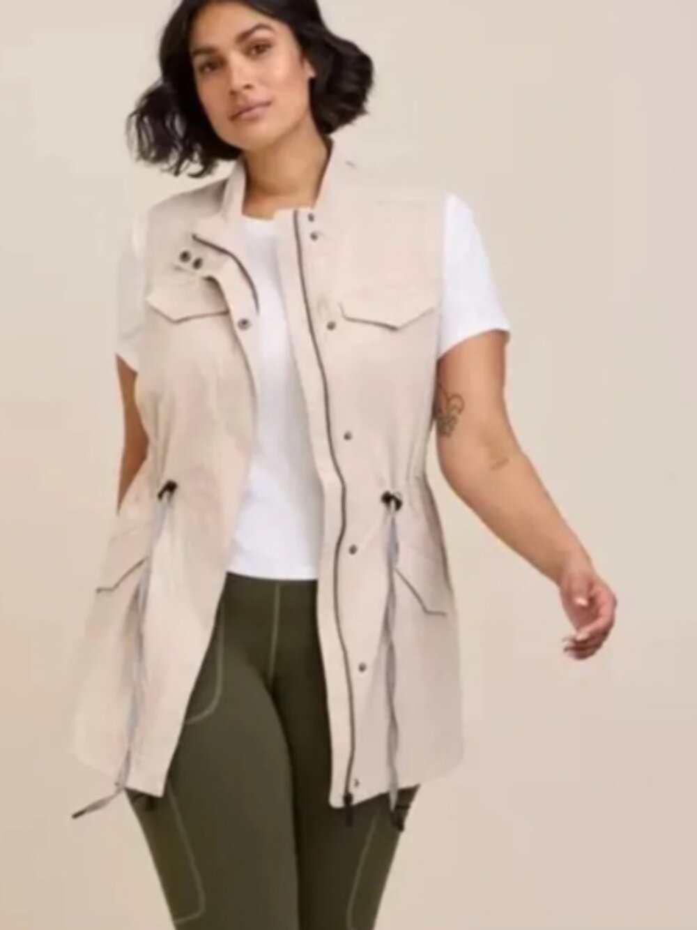 Torrid Happy Camper Ripstop Active Vest in beige size 5